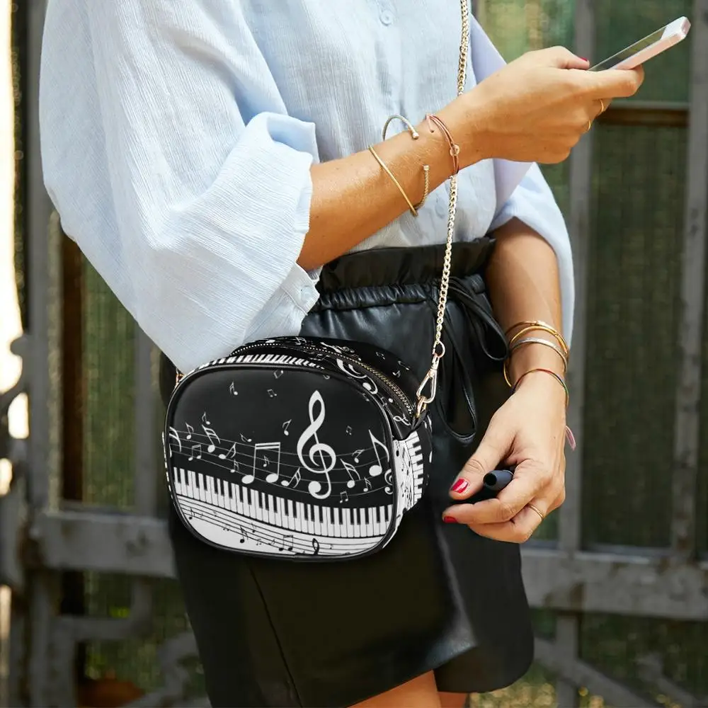 ALAZA Leather Crossbody Bags For Women Chain Messenger Shoulder Bag Music Note Piano Ladies Purses and Handbags Cross Body 2020