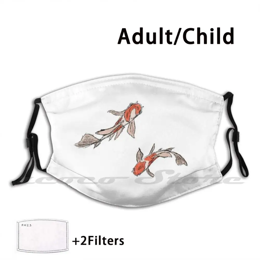 Schwimmen Koi Fisch Maske Tuch Wiederverwendbaren Druck Filter Waschbar Koi Fische Schwimmen