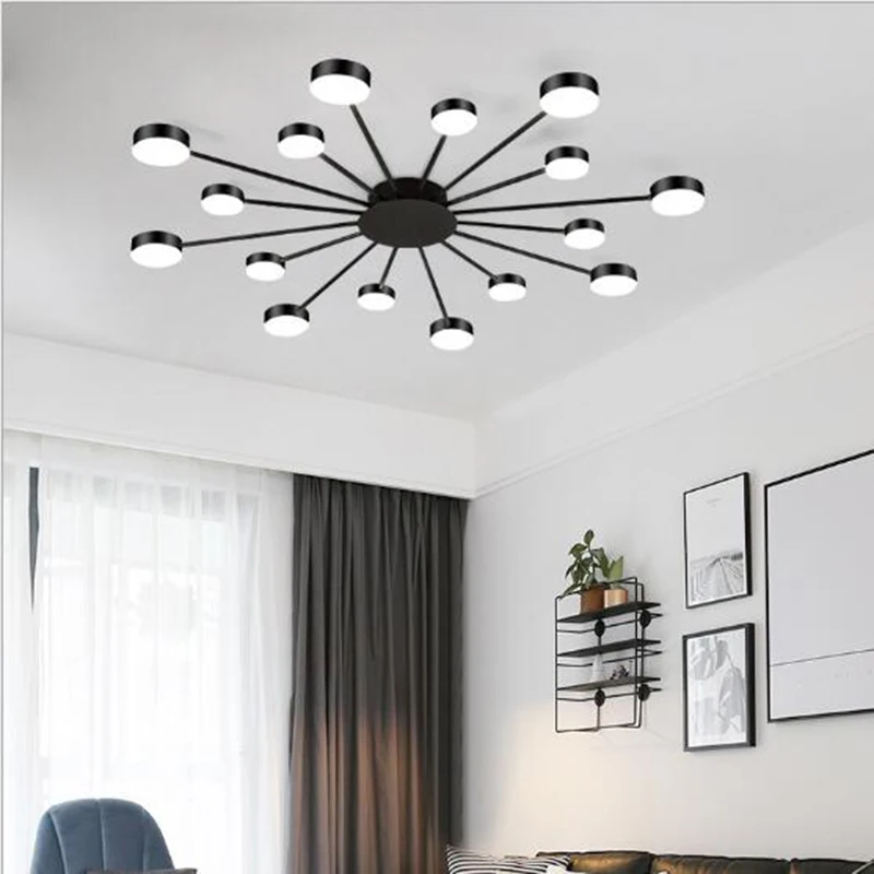 

Modern Chandeliers Black Gold LED Lighting Lustre Suspension Luminaire Fixtures Hotel Dining Living Room Bedroom Illumination