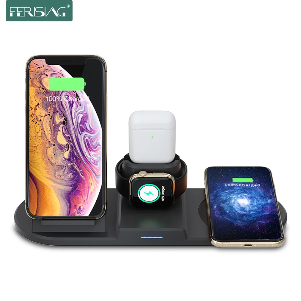 

FERISING Fast Wireless Charger Dock Station Fast Charging For iPhone 11 Pro XS Max SE2 for Apple Watch 2 3 4 5 For AirPods Pro