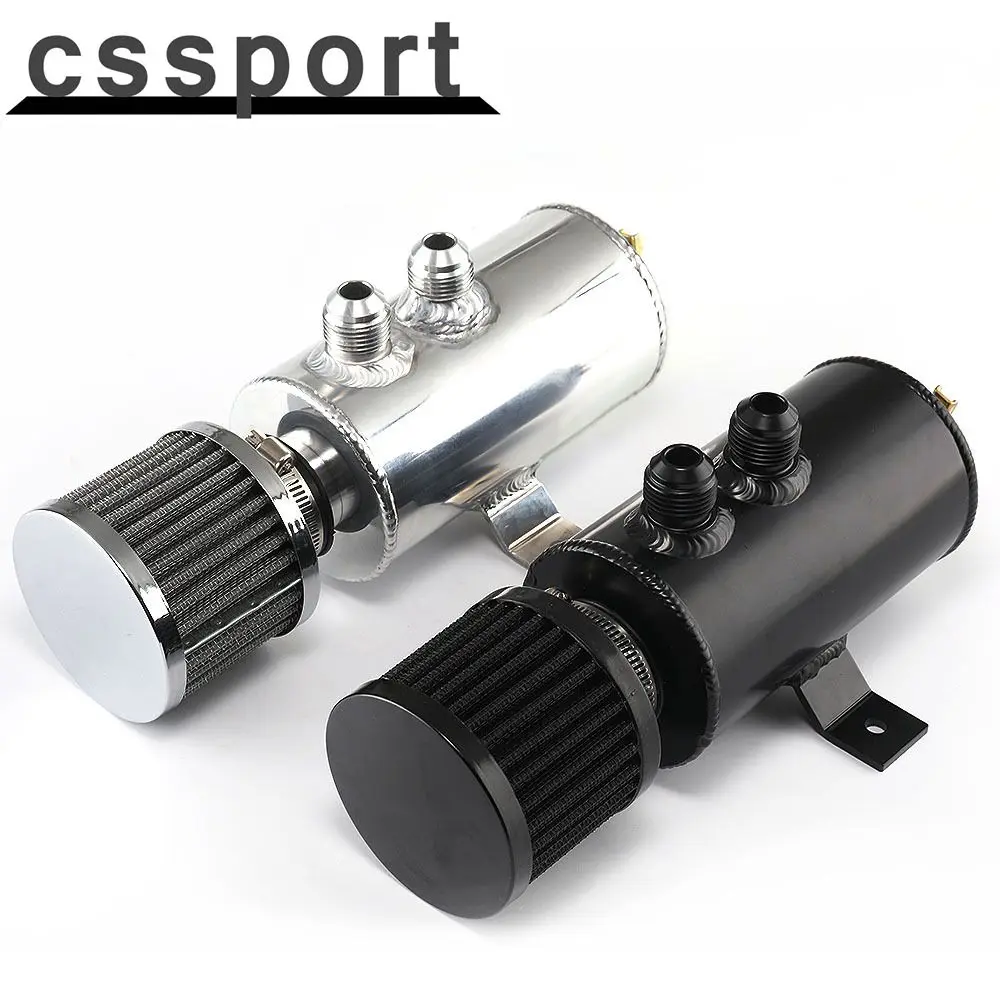 750ml Aluminum 10AN Oil Catch Can Exhaust Reservoir Tank +Breather Filter Baffled Kit Fuel Tank OCC-1011