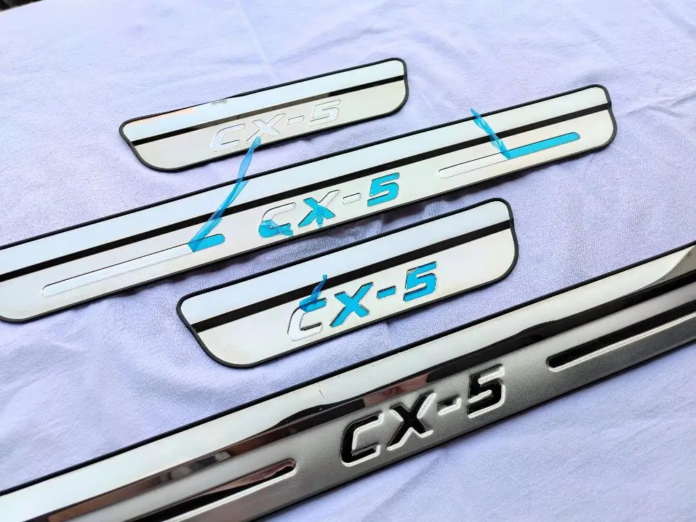 For Mazda CX5 Door Sill Pedal Accessories Auto Threshold Protector Scuff Plate Car Sticker Trim Styling 2021 2019 2020 2017 2013