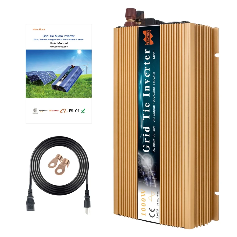 Mars Rock 1000w Grid Tie Micro Inverter 20v-50vdc 120V 240V AC Workable For 1200w 24v 30v 36v Solar Panel Or Wind System