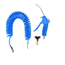 Europea Standard Air Blow Gun Kit Air Duster Cleaning Nozzle with PU Air Compressor Hose Tube Telescopic Spring Spiral Pipe Tool