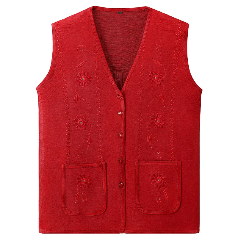 Maglia Maglione delle donne di Mezza età e Anziani Delle Donne Maglie E Maglioni Cardigan di Autunno della Molla Sottile Senza Maniche del Cappotto Lavorato A Maglia Maglione Waistcoa