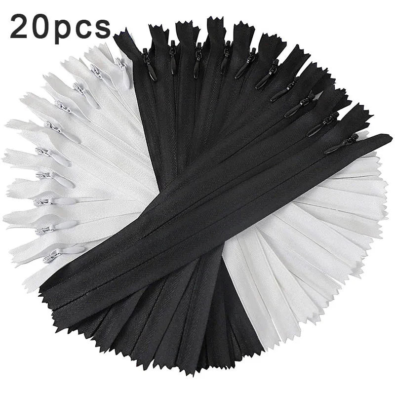 3# Black White Mini Invisible Zippers Nylon Coil For Tailor Sewing Crafts Nylon Zippers  Dress Sofa Cover Zippers 10cm 15cm 20cm