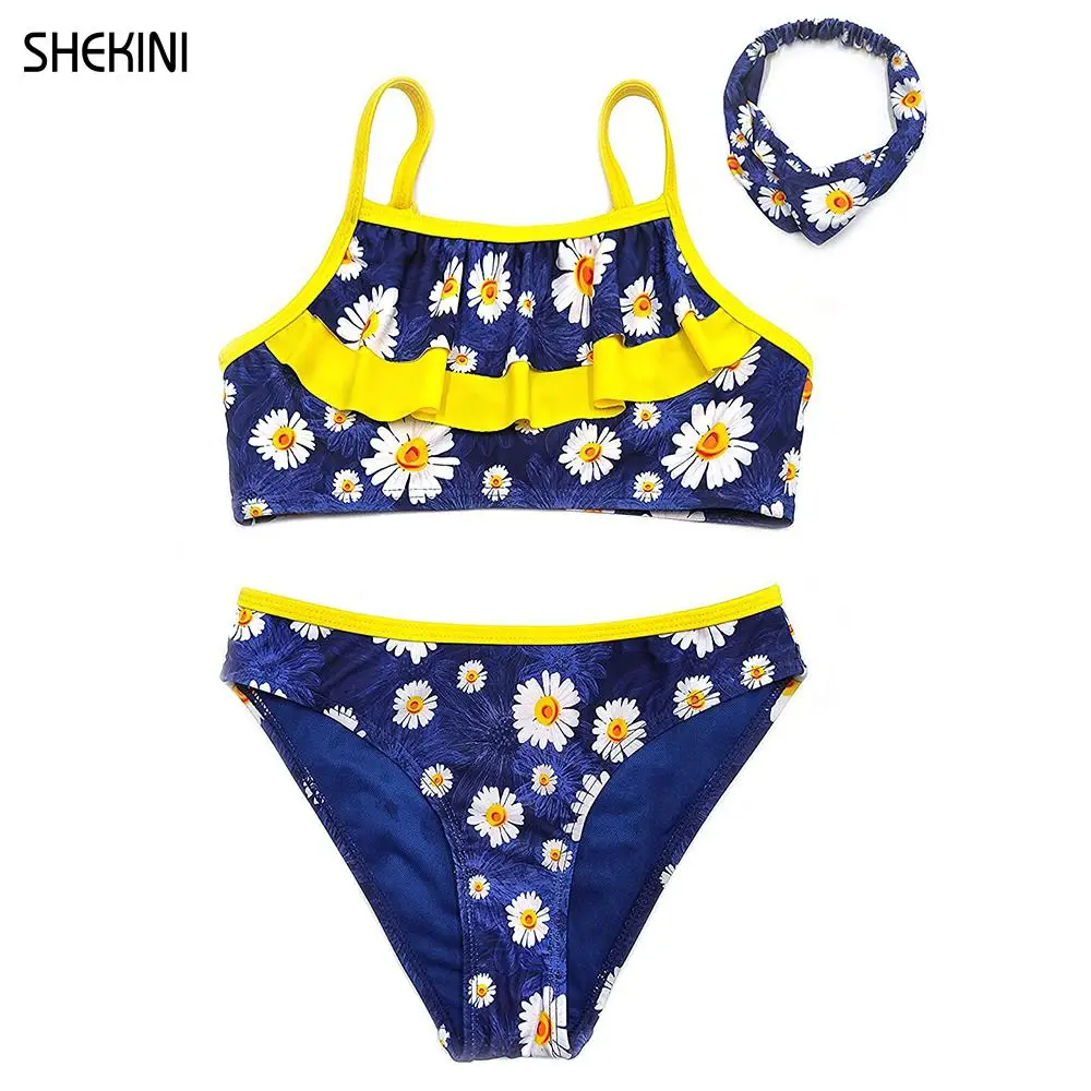 SHEKINI Girls Two Piece Swimsuits Teen Cute Ruffles Bathing Suit Teenage Girls Bikini Set Leopard Printing Beach Swimwear Girl