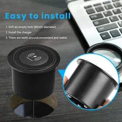 Invisible Wireless Charger for iPhone 16 15 14 13 12 8 X 11 Pro Samsung Hidden Embedded Furniture Office Desk Fast Charging Pad