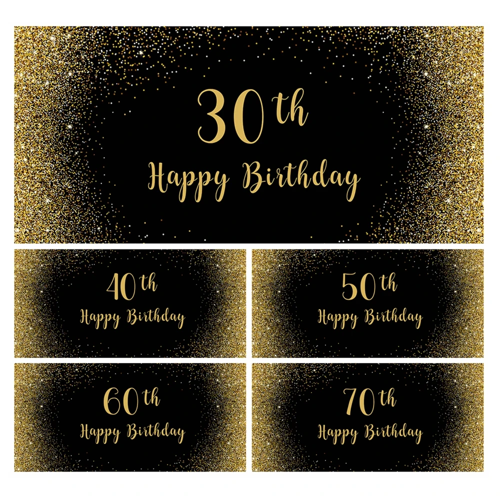 

Mocsicka Birthday Backdrop for Photography Golden Glitter 30th 40th 50th Birthday Photo Backdrops Decoration Banner Photo Shoot