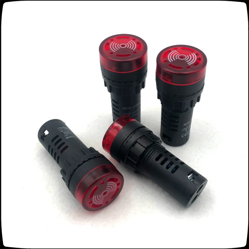 2 Pcs/Lot AD16-22SM 22mm Diameter Red AC/DC 12V,24V,110V, AC220V Flash Signal Light Red LED Active Buzzer Beep Alarm Indicator