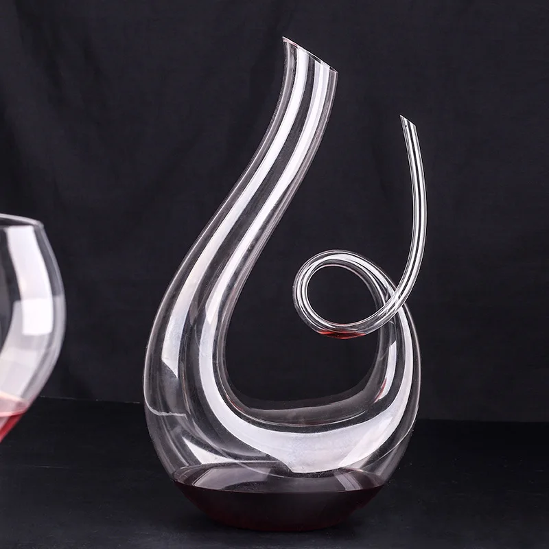 European style snail red wine pouring set transparent crystal high foot wine glass