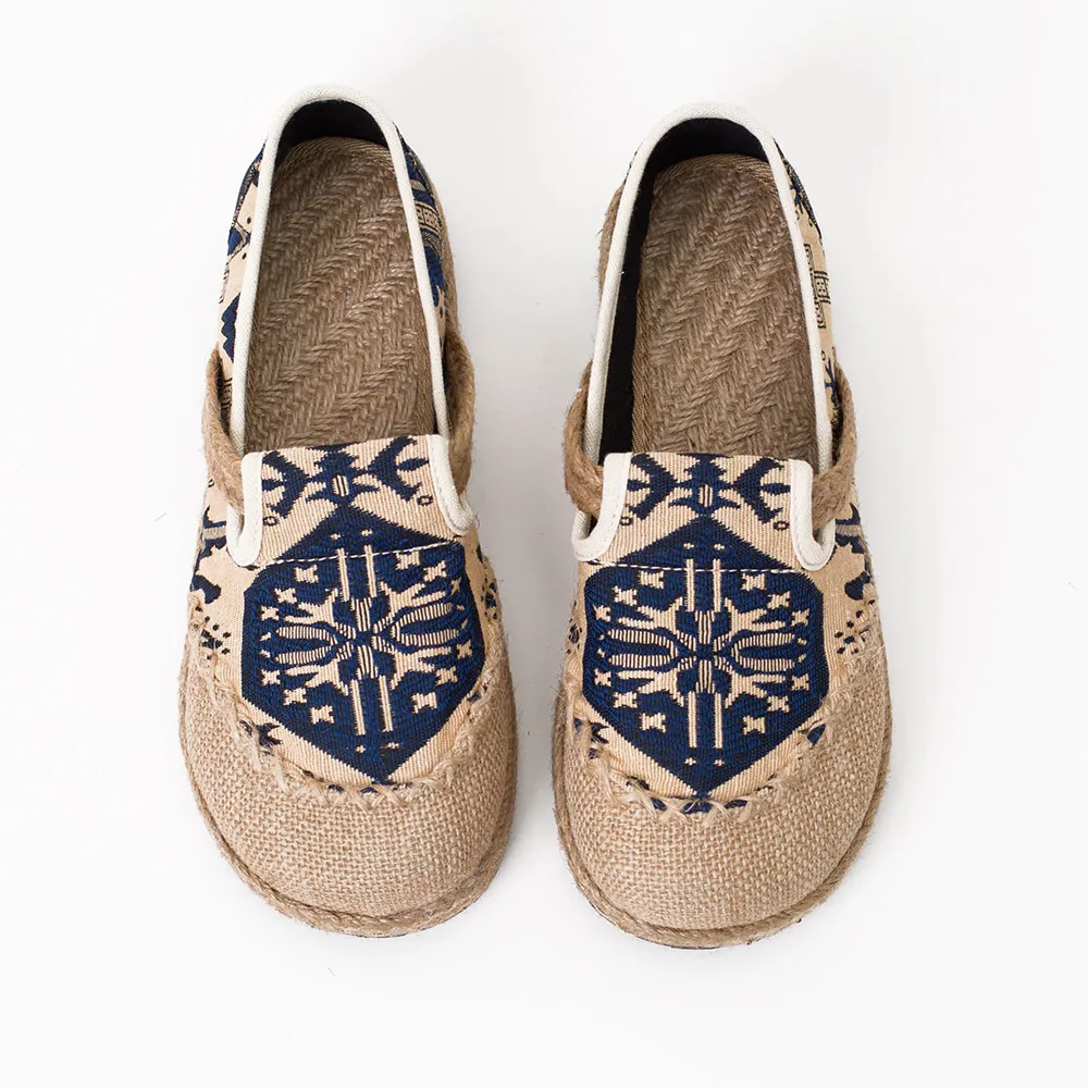 Veowalk Embroidered Women Casual Linen Cotton Shoes Ladies Walking Flats Woman Driving Loafers Zapatos Mujer Plus Size 35-44