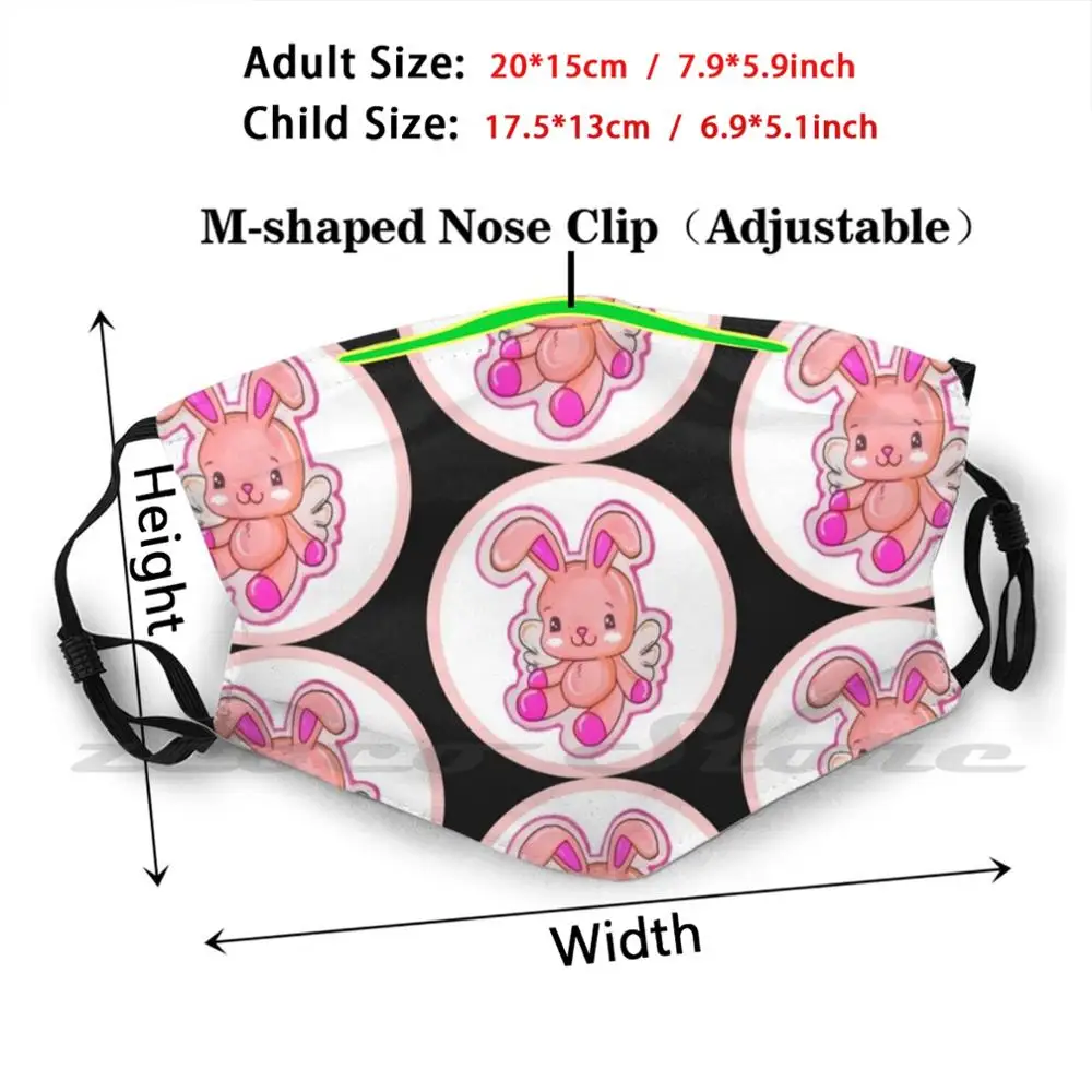 Cloud Bunny Mask Cloth Reusable Print Filter Washable Pink Fluffy Cute Clouds Bunny Rabbit Random Kawaii Animals Cartoon