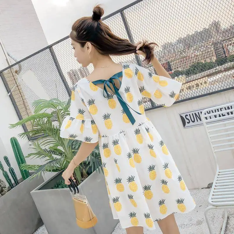 

95% Cotton Maternity Dress Summer Loose A- line Dress Pregnant Long Maternity Woman Dress Vestido De Mujer Femme Robe