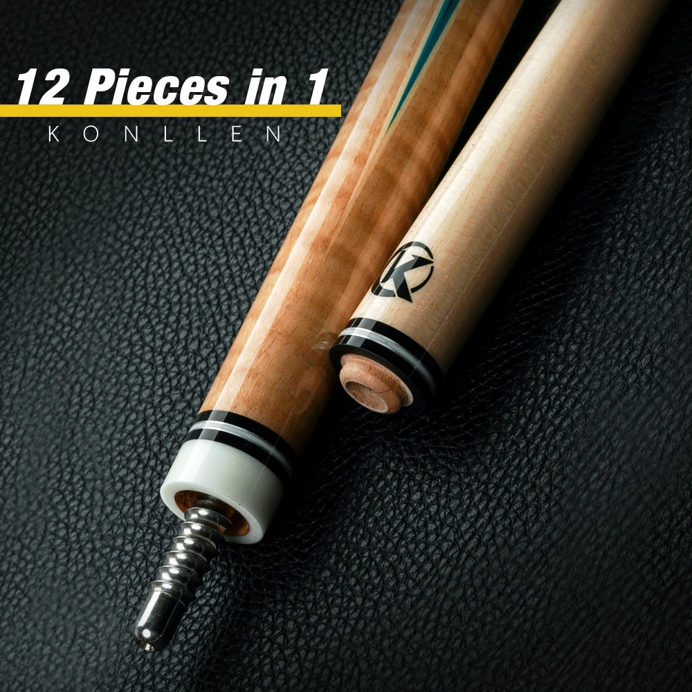 KONLLEN-Carom Cue 3 Cushion Cue 12-12.2mm Tip 142cm 12 Pieces in 1 Maple Shaft 3/8*8 Radial Joint, Professional Korea Libre Cue