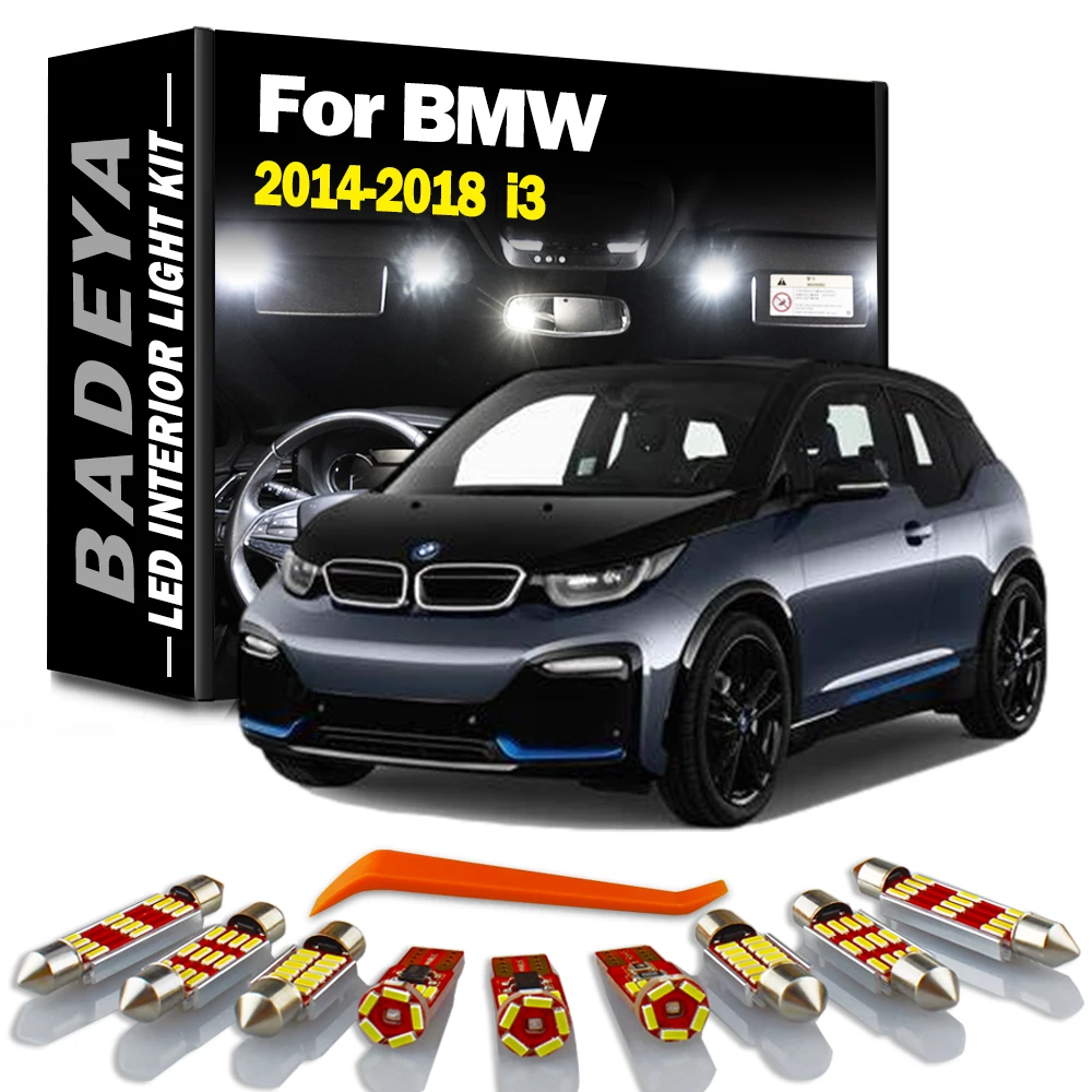 BADEYA 9Pcs Canbus Error Free Car Bulbs LED Interior Light Kit For 2014 2015 2016 2017 2018 BMW i3 Glove Box Dome Map Lamp