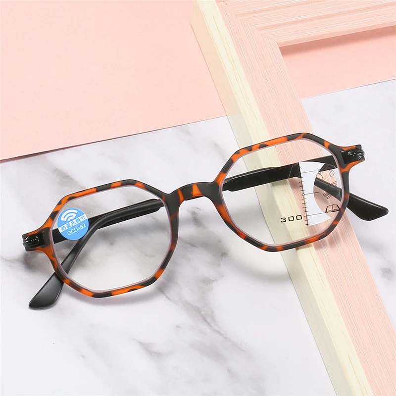 

Anti-blue Light Multi-focus Reading Glasses With Diopter +1.0 1.5 2.0 2.5 3.0 3.5 Retro HD Polygonal Presbyopia Eyeglasses