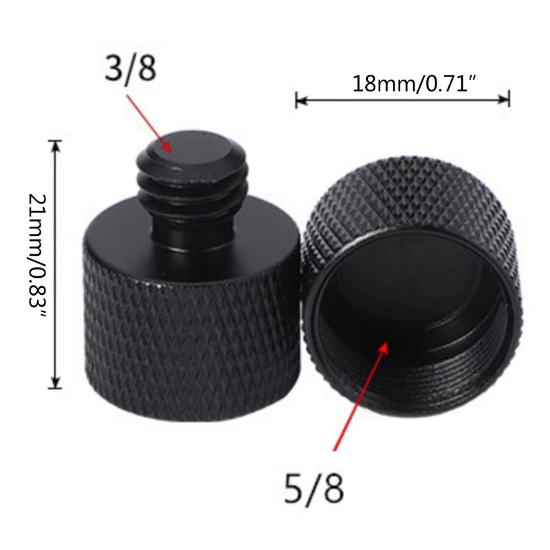 2x Mic Stand Adapter 5/8 Female to 3/8 Male Threaded Tripod Mount Screw Adapter Combo Pack for Microphone Mount & Stand