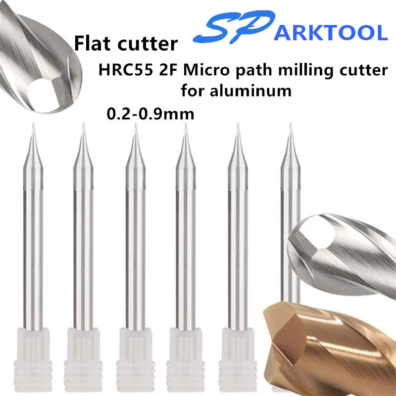 Micro 2ขลุ่ยปลายมิลลิ่งตัด0.2-0.9Mm 4Mm Shank ทังสเตนคาร์ไบด์ CNC Router Bit TiCN เคลือบ Mini Milling Cutter