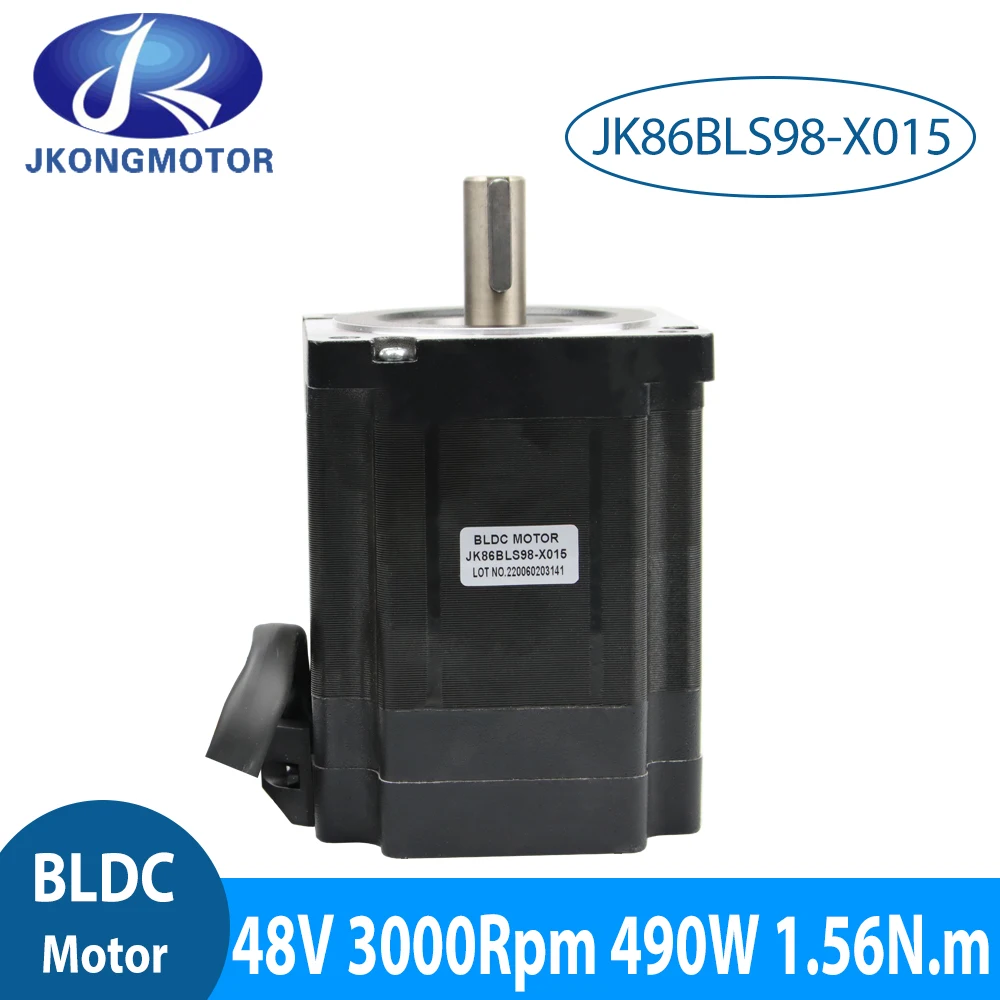 Jkongmotor BLDC Hall Dc Motor 490W 48v 3000RPM 1.56N.m L=111.5mm Keyway Shaft Brushless Motor Manufacturers