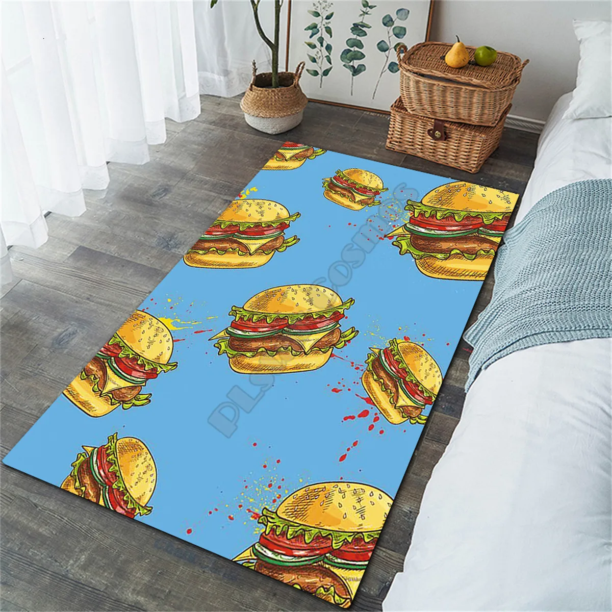 

Hamburger Area Rug 3D All Over Printed Non-slip Mat Dining Room Living Room Soft Bedroom Carpet 02