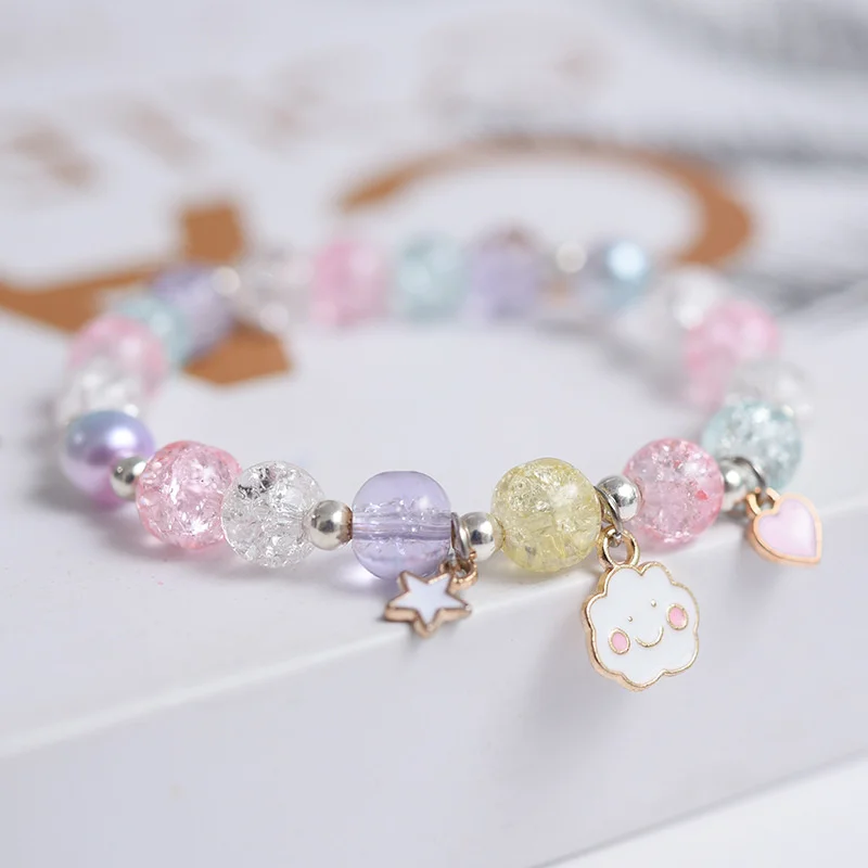 Braccialetto di perle di Popcorn carino per ragazze perle di vetro braccialetto di amicizia per bambini accessori di gioielli colorati tendenza