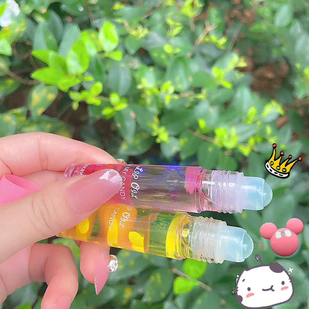 6 Colors Roll-on Fruit Oil Lip Balm Lip Oil Moisturizing Mirror Transparent Lip Oil Long Lasting Hydrating Lip Gloss Cosmetics