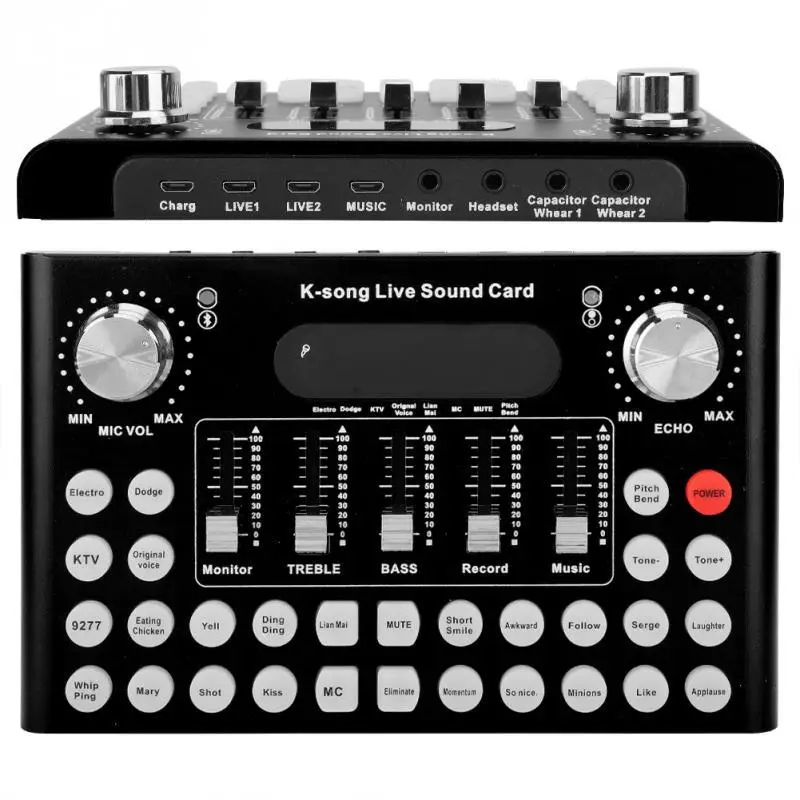 F007 Professional Sound Card Mixer Bluetooth USB Livestream for PC Computer Phone DJ Mixer  Digital Audio Mixer Console