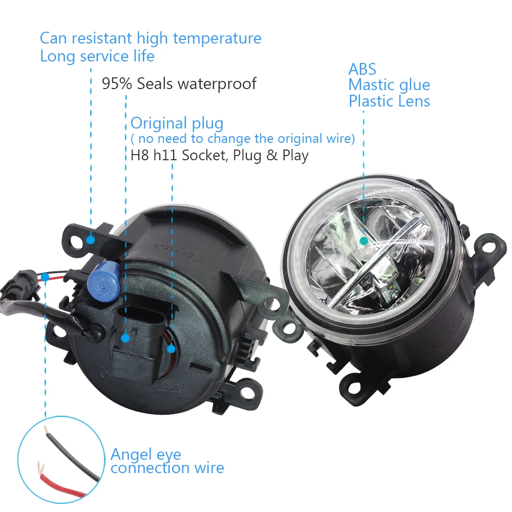 Buildreamen2 Car H11 LED Fog Light Angel Eye Daytime Running Light 12V For Renault Trafic 2.5L L4 Diesel Turbocharged 2003-2006