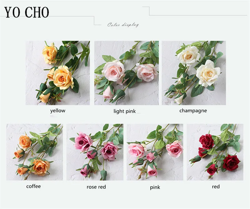 5-Kopf-/Bündel, künstliche Blumen, Seidenrose, langer Zweig, Blumenstrauß für Hochzeit, Heimdekoration, künstliche Pflanzen, DIY-Kranz-Zubehör – Detail 4