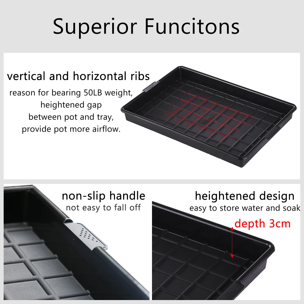 Bandeja rectangular de plástico para plantas, bandeja de almacenamiento para macetas de flores, colección de Cactus suculento, decoración de jardín y hogar, venta al por mayor