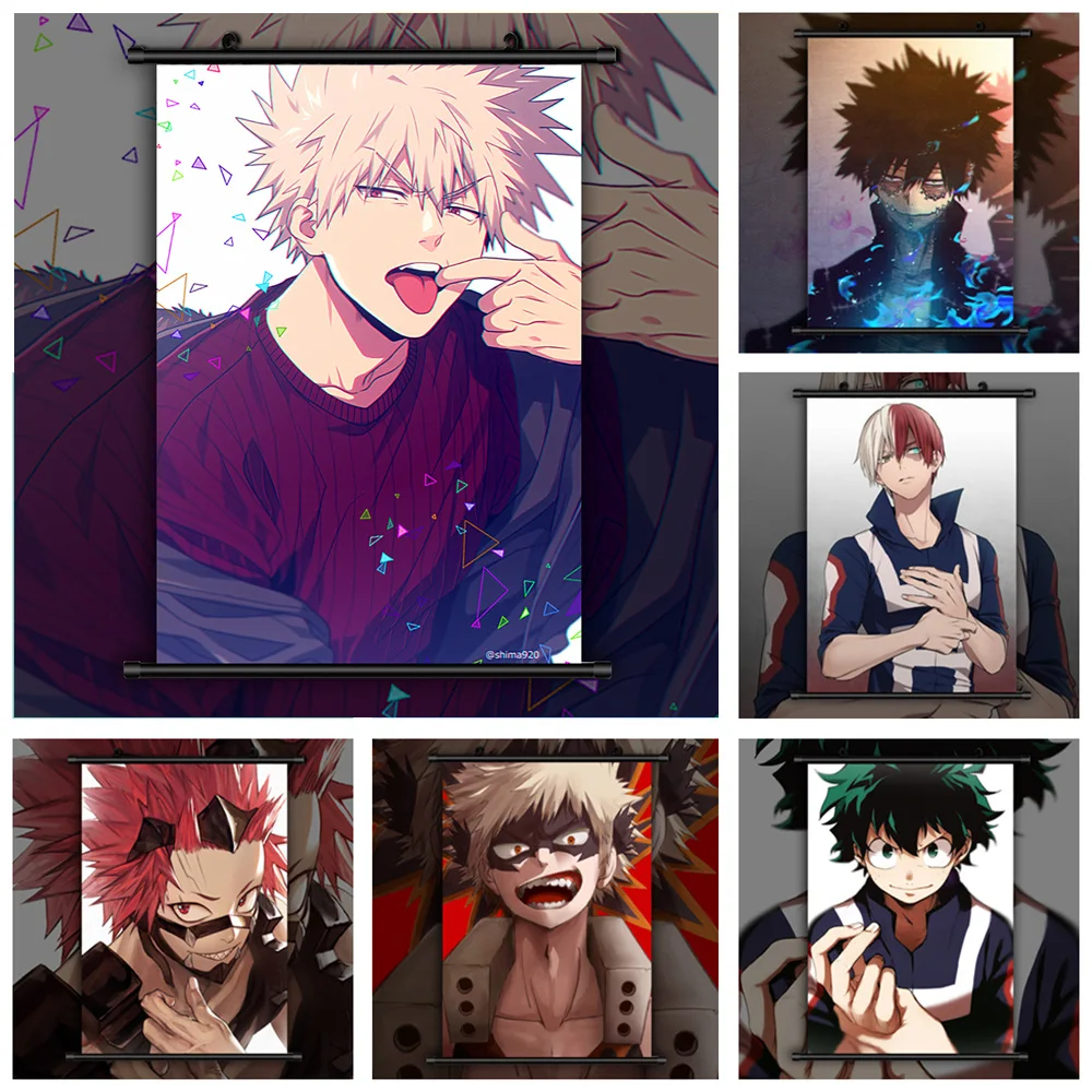 Wall Art Canvas Painting Boku No My Hero Academia Midoriya Bakugou Anime Manga Wall Poster Prints Children Room Decor Pictures