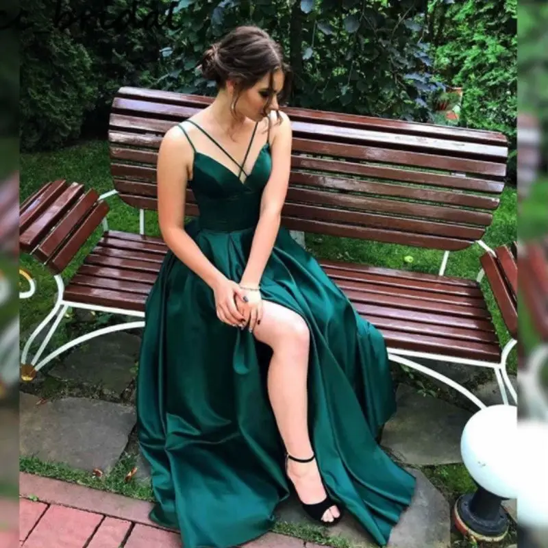 Vinca Sunny-Vestidos De Noche verdes personalizados, Vestidos largos De noche para fiesta De graduación con abertura para mujer, Vestidos De novia De satén elástico De talla grande