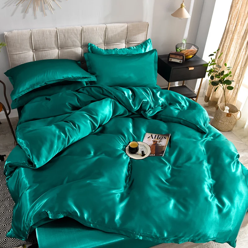 Summer Cool Quilt Cover Ice Silk Bedding Breathable Quilt Cover Luxury Bedclothes Ice Cold Pillowcase Healthy Duvet Cover