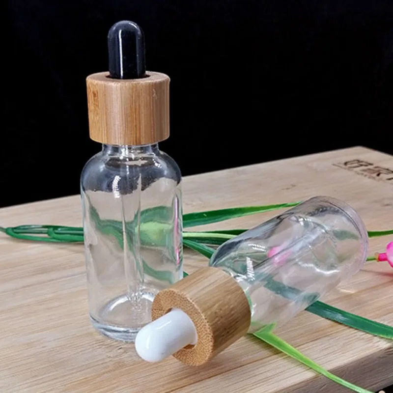 30ml clear lotion bottle  dropper bottle with bamboo lid