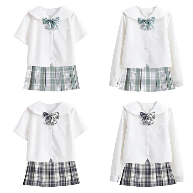 Uniforme escolar para mujer, disfraz de marinero, traje japonés de manga corta JK, Falda plisada, Mangas de Anime, Sapporo