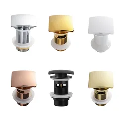 Bathroom Accessories  Square Basin Pop Up Water Stopper Basin Water Waste Drain Black/Chrome/Brushed Gold/Rose/White