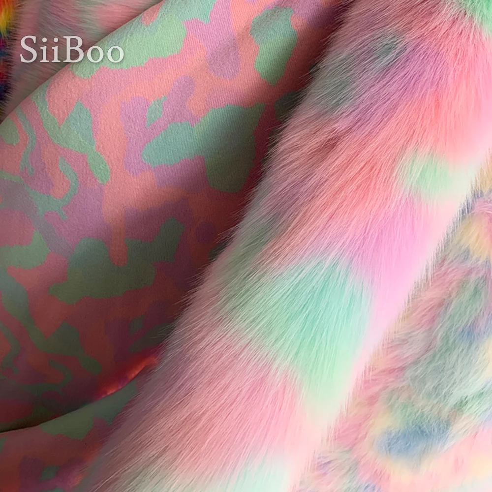 siiboo 2020 new design multi color faux fox fur fabric super soft 6-7cm pile for garments accessories sp6273