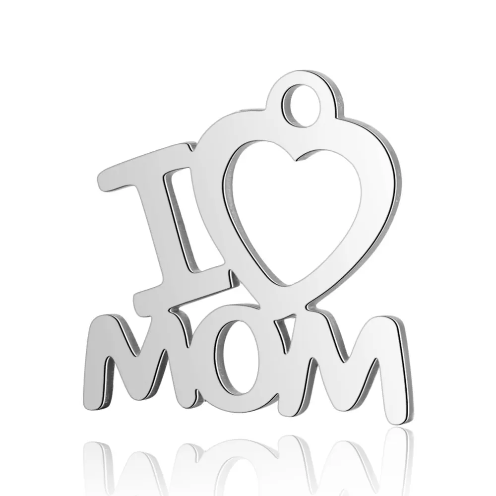10pcs/lot Love Heart DIY Charms Wholesale 316 Stainless Steel Family Best Mom Big Sister Pendant Heart Lock Key Connector Charm