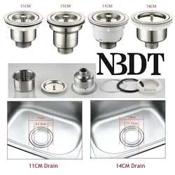 2Pcs 110mm 140mm Stainless Steel Kitchen Sink Drain Strainer Basket