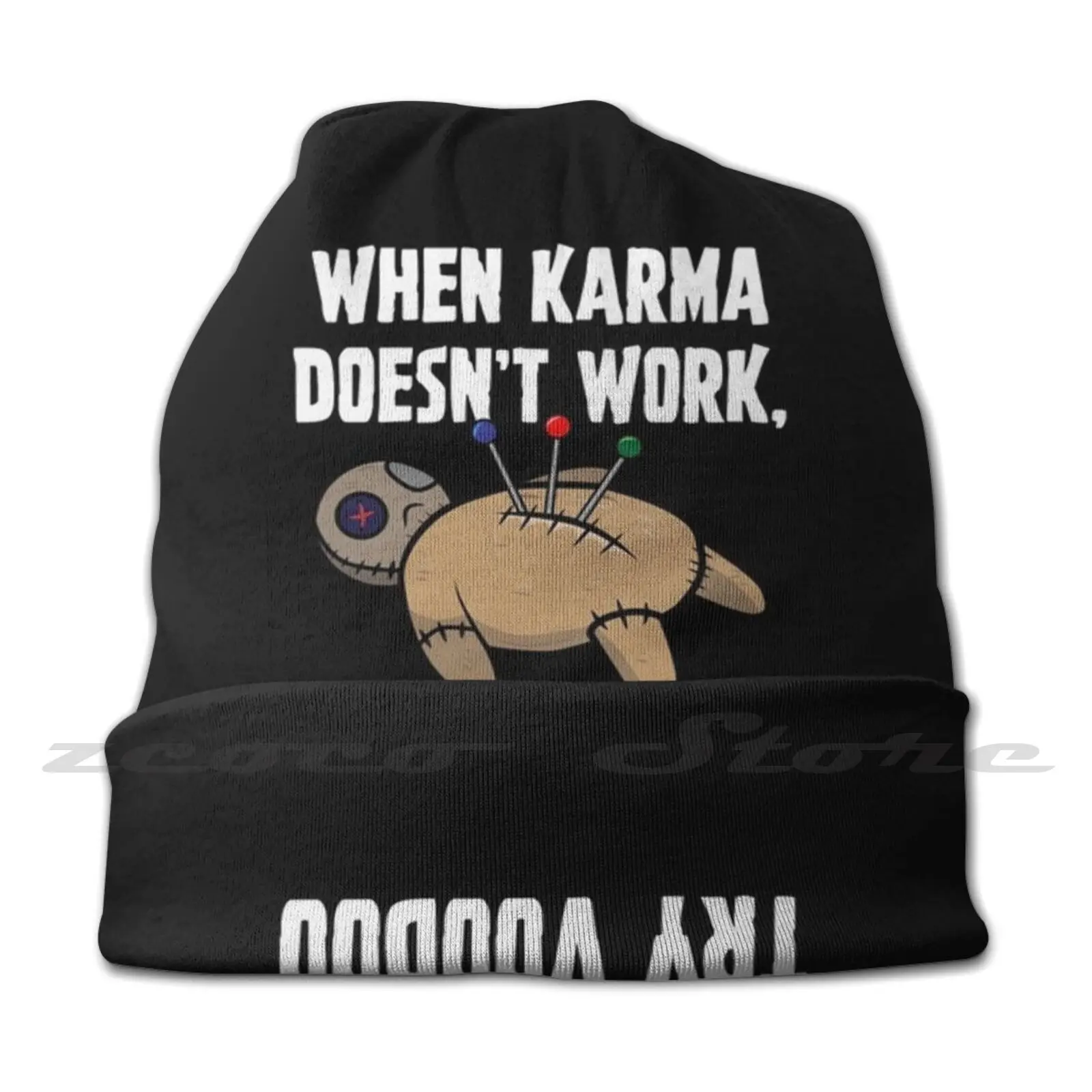 When Karma Doesn'T Work Try Voodoo Adult Kids Knit Hat Hedging Cap Outdoor Sports Breathable Voodoo Voodoo Doll Halloween