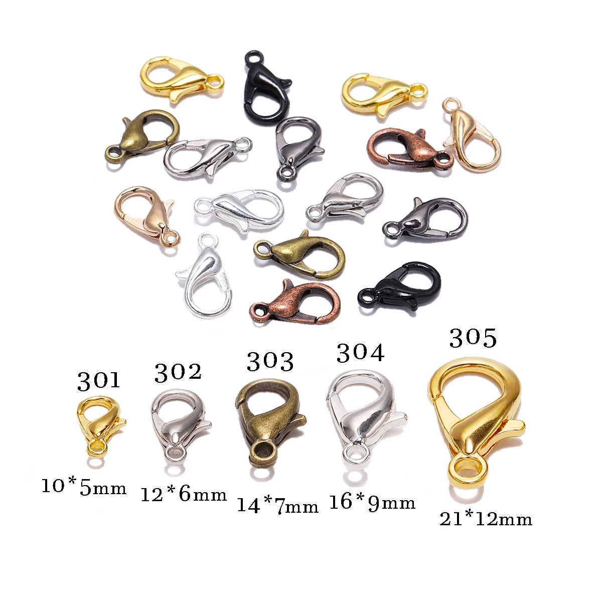 50 teile/los 10 12 14 16mm Gold Legierung Armband Karabiner Haken Für DIY Halskette Kette Stecker Schmuck Finden liefert – Detail 22