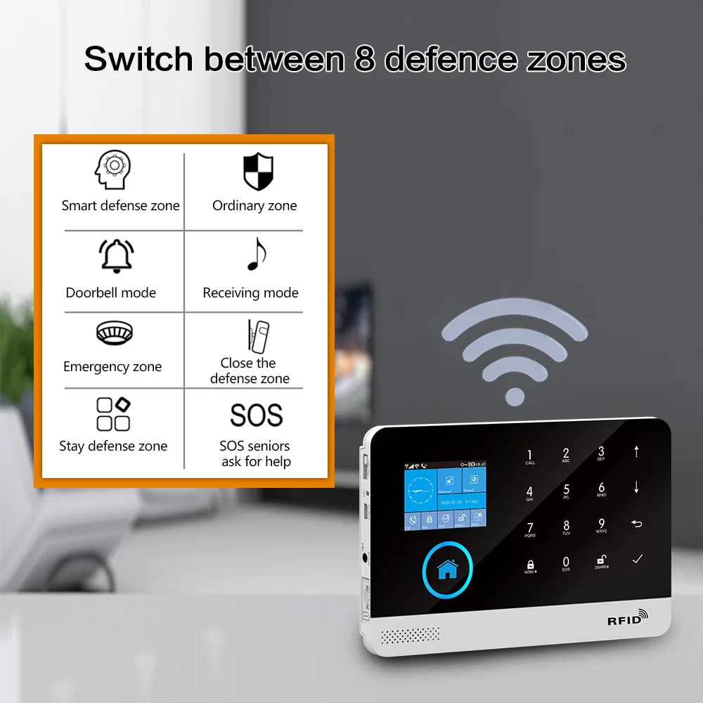 Sistema de alarma de seguridad para el hogar WIFI GSM con teclado inalámbrico y Sensor de movimiento antirrobo, Kit inteligente de Control de