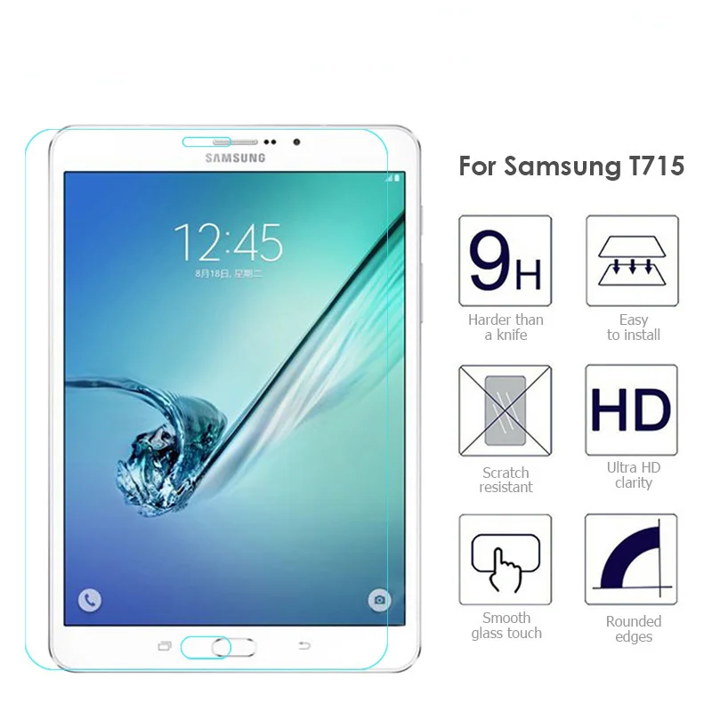 9H Premium Tempered Glass For Samsung Galaxy Tab S2 8.0 T710 T715 Clear Screen Protector Tablet Protective Film Cover For T719N