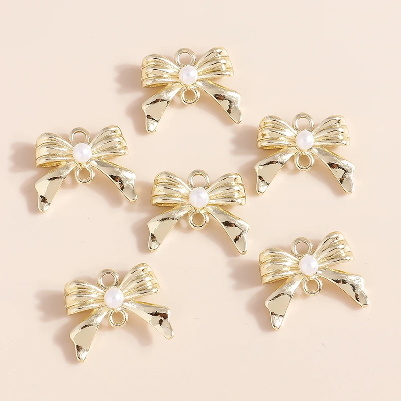 8pcs 15*17mm Cute Bowtie Bowknot Connectors Charms for Dangles Earrings DIY Pendants of Necklaces Bracelets Making Accessories