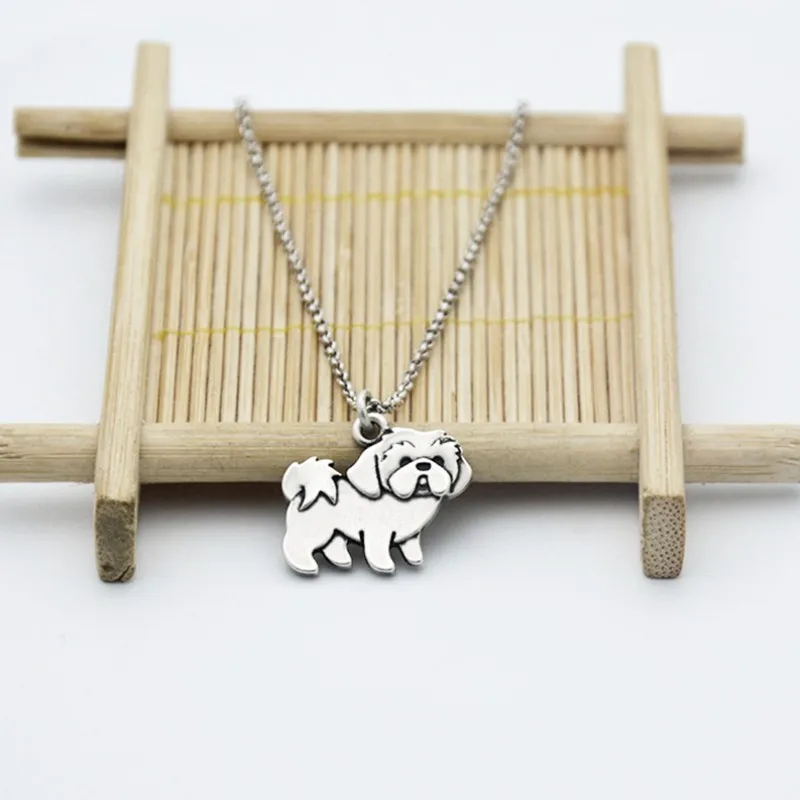 Vintage Silver Color Shih Tzu Pendant Dog Necklace Men Stainless Steel Long Chains Couple Necklaces For Women Girls Jewelry Gift