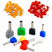 100 Uds TE0508 TE1508 TE7508 doble tubo doble cable eléctrico casquillos aislados engarzado C bloque conector terminador