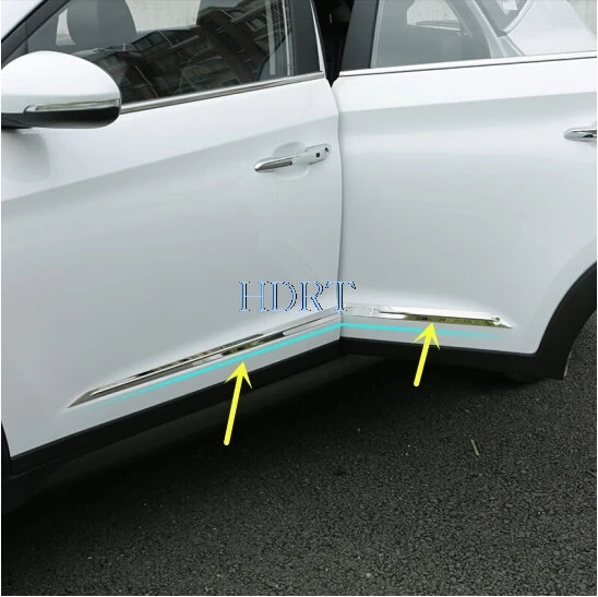 

For Hyundai Tucson 2015 - 2020 car styling stainless steel Door Body trim stick Strip Molding Stream lamp panel bumper 4pcs