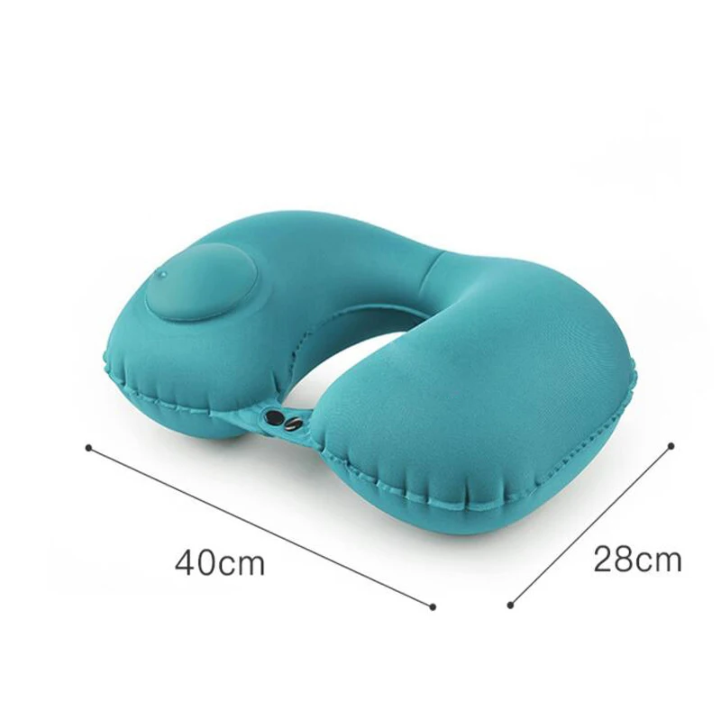 U-Shape Travel Pillow Automatic Air Inflatable Airplane Car Pillows Ring Pillow Folding Press Type Bed Pillows Neck Cushion