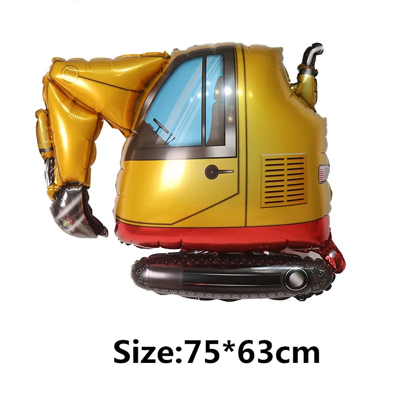 2Pcs Engineering Vehicle Balloons Excavator Crane Forklift Foil Truck Ballon Boy Birthday Party Decoration Baby Shower Toys